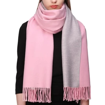 Image of RIIQIICHY Ladies Scarf Gifts for Women Winter Scarves Wraps Pashmina Shawl Warm Large Cashmere Pink Grey