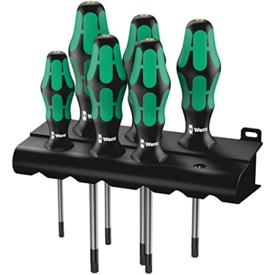 Image of Wera 367/6 TORX® Bore Hole Kraftform Plus screwdriver set with rack, 6pc, 05138250001, Black