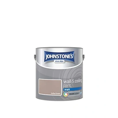 Image of Johnstone&#039;s Wall &amp; Ceiling Paint Coffee Cream Matt Finish Emulsion Fantastic Coverage Easy to Apply Dry in 1 2 Hours 12m2 per Litre 2.5L