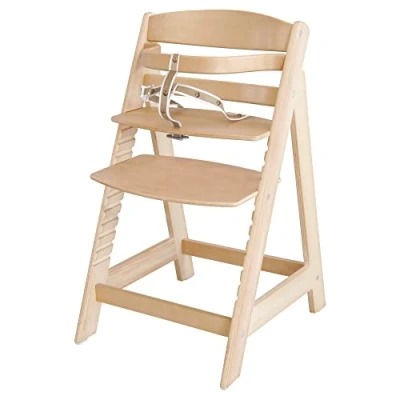 Image of roba Wooden Adjustable Highchair Sit Up III Grow Along Chair For Babies and Children From 6 Months Onwards Natural Wood