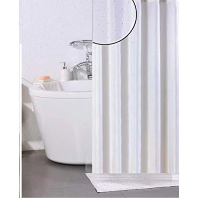 Image of Optimal Products Luxury White Glitter Diamante Polyester Weighted Hem Shower Curtain (White Diamante)