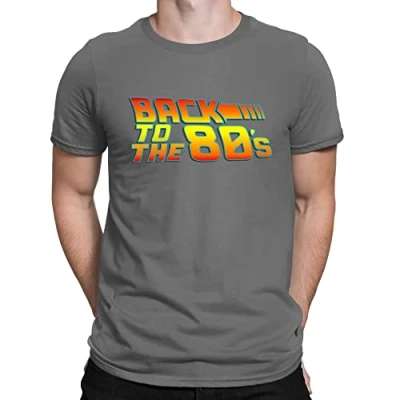 Image of Back to The 80&#039;s Funny Retro Eighties Party Mens T Shirt Charcoal Grey (L)