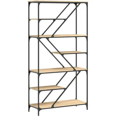 Image of vidaXL Bookshelf Sonoma Oak 91x36x176 cm Engineered Wood and Steel