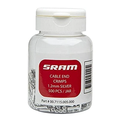 Image of Sram MTB Gear Cable End Crimps 500 Count Jar 1.2 mm Silver