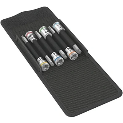 Image of Wera 8767 B TORX® HF 1 Zyklop holding function bit socket set, 3/8&quot; drive, 6pc, 05003185001 , Black