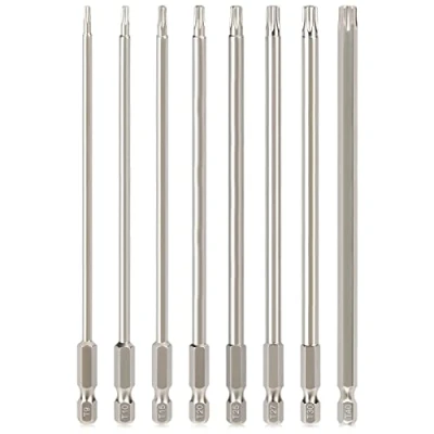 Image of Torx Bit Set Hakkin 8Pcs 150mm Long Star Screwdriver Sets S2 Steel Magnetic Tamper Proof Security Bits 1/4 Hex Shank for Impact Driver Power Hand Tools T9 T10 T15 T20 T25 T27 T30 T40
