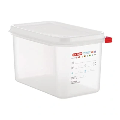 Image of Araven RBD T985 Food Container 4.3Ltr 4.3 litre (1/4 GN). 150(H) x 256(W) 162(D)mm. Pack quantity: 4,White