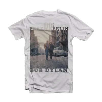 Image of Bob Dylan Mens Tshirt L The Freewheelin&#039; White