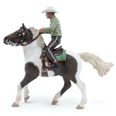 Image of Papo Hand painted Animal Figure Cowboy and his horse 51573 Horses Collectible for Children Suitable Boys Girls From 3 years old