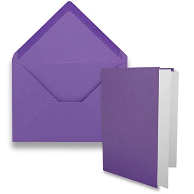 Image of &quot;FarbenFroh by GUSTAV NEUSER &quot;10x DIN B6 folding card set violet 115 x 170 mm 11.5 17 cm double cards with envelopes and insert paper FarbenFroh
