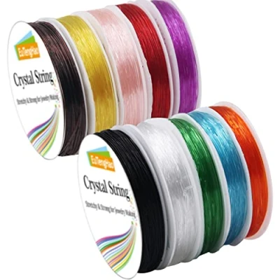 Image of EuTengHao 10 Packs Crystal String 0.8mm Elastic Cord Stretchy Bracelet Bead for Bracelet, Beading Jewelry Making（10 Colors, 150m）