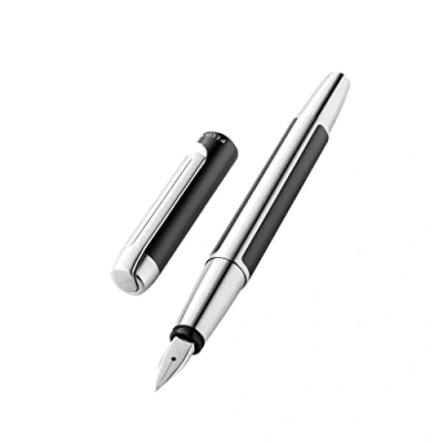 Image of Pelikan Pura 817134 Fountain Pen Anthracite M Nib 1 Piece Including Large Cartridge Gemstone Ink® Sapphire