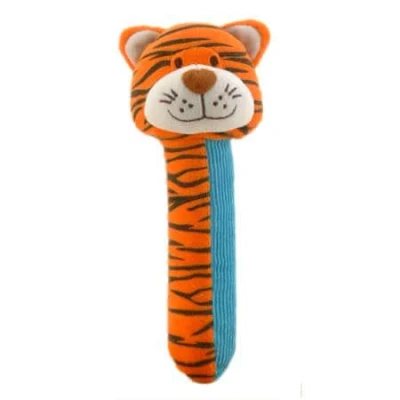 Image of Tiger Baby Sensory Rattle by Fiesta Crafts Squeakaboo Squeaker Toy for Newborn Toys Made of ​​Soft Plush &amp; Corduroy Fun, Interactive, Colourful Rattles Babies