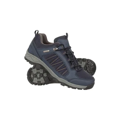 Image of Mountain Warehouse Path Mens Walking Shoes Waterproof Gym Shoes, Breathable Running Mesh Lining with High Traction Sole Hiking Boots for Stability &amp; Grip Navy Adult Shoe Size 6