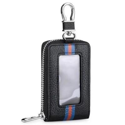 Image of Aileder Faraday Bag Car Key Signal Blocker Pouch Keyless Entry Fob RFID Blocking Case Holder Leather Smart Protector (Black)