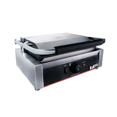 Image of KuKoo Grooved/Flat Panini Press Ribbed Contact Grill Toaster Sandwich Maker Commercial Catering Machine