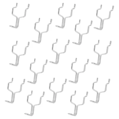 Image of 15x Adjustable Double Pegboard Hooks fits European 19mm &amp; 25mm (3/4&quot; or 1&quot;) Peg Boards