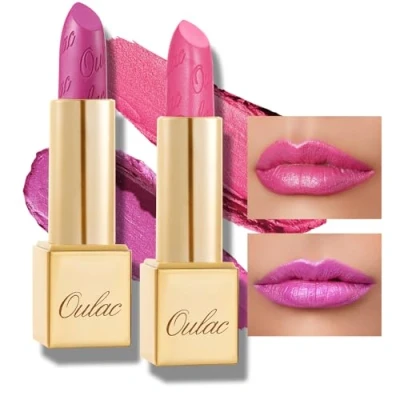Image of OULAC Metallic Shine Glitter Lipstick Set, Nude High Impact Lipcolor, Lightweight Soft and Ultra Hydrating, Long Lasting, Vegan 15+17