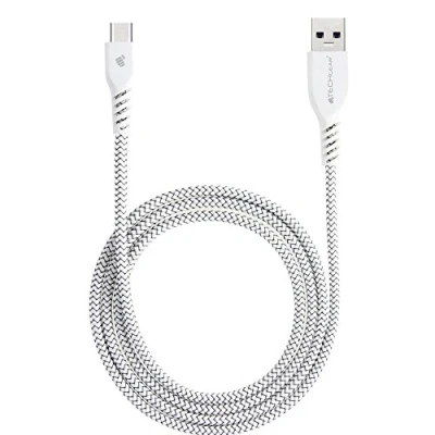 Image of TECHGEAR USB to C 1M Long STRONG Durable Braided Charging &amp; Data Sync Cable Compatible for Samsung Tab S6 Lite, A9 Plus/A9/A8/A7/S9/S8/S7 Plus/Ultra, Active 3 4 5 Pro, A15/A14/A35/A55 White