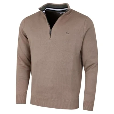 Image of Calvin Klein Mens 1/2 Zip CK Golf Sweater Mocha Sport XXXXXL