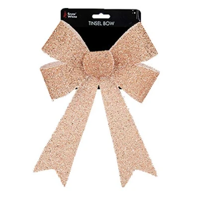 Image of Widdle Wonderland Christmas Tinsel Bow Tree Decoration Rose Gold 22cm x 32cm 2941