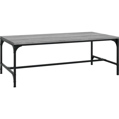 Image of vidaXL Grey Sonoma Engineered Wood Coffee Table Modern Style Rectangular Sofa Side with Metal Frame for Living Room, Lounge Area and Office