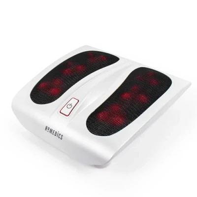 Image of HoMedics Shiatsu Foot Massager with Heat Deep Kneading, Deluxe Heated Massager, 6 Rotating Massaging Nodes and 18 Massage Heads, Portable, Mains Powered Easy Toe Touch Control White