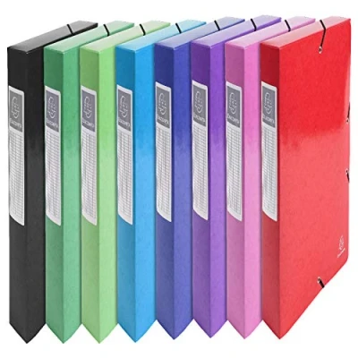 Image of Exacompta Ref 50629E Iderama Collection Filing Box 240 x 320mm in Size, Suitable for Holding A4 Documents, 60mm Spine, Spine Label Assorted Colours (Pack of 8)