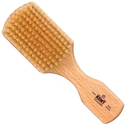 Image of Kent Brushes Mens Finest, Beechwood Pure White Bristle Rectangular Club OG4 Brush, Ideal For Medium To Thick Hair Type And Beards, Brush