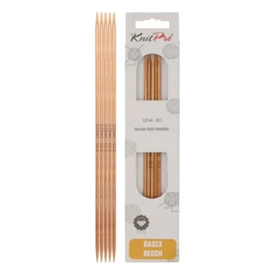 Image of KnitPro KP35114 Basix Birch: Knitting Pins: Sets of 5. Double Ended: 20cm x 3.25mm, Birchwood, Multi Colour, 3.25mm
