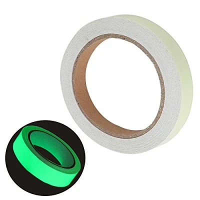Image of QitinDasen 10m X 1.5cm Green Luminous Tape, Glow in The Dark Photoluminescent Self Adhesive Fluorescent Tape Sticker (1 Roll)