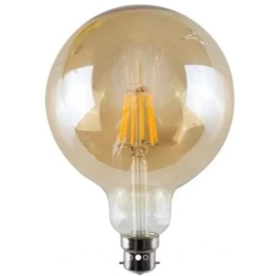 Image of Retro Vintage G125 8W LED Dimmable Globe Edison Style Filament Bulb Smoked Gold Glass B22 Screw [Energy Class A+] (G125 8W, B22)