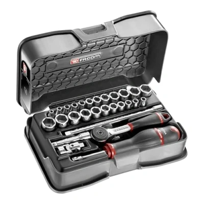 Image of FACOM R.420AMU 6 Point Socket Set, Multi Colour, 1/4 Inch