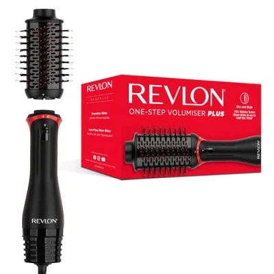Image of Revlon One Step Volumiser Plus (Patented Detachable Head, Ceramic Titanium Barrel, Nylon Styling Bristles with Activated Charcoal Pins, Tourmaline Ionic Technology), RVDR5298UK