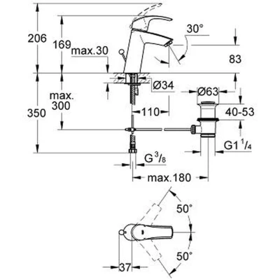 Image of Grohe Eurosmart Basin mixer 1/2&#039; M Size, Chrome (23322001)