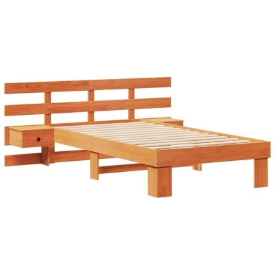 Image of with Drawer Headboard Wax brown 90 x 200 cm Solid pine wood vidaXL