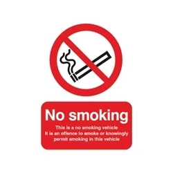 Image of Safety Sign This is a No Smoking Vehicle 100x75mm Self Adhesive
