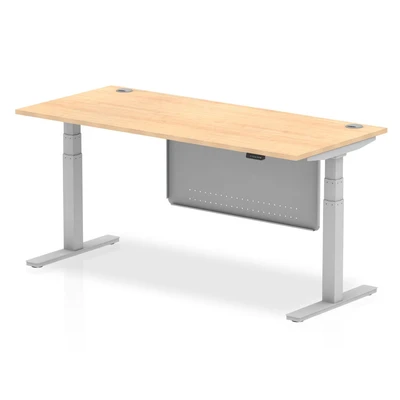 Image of Air 1800x800 Height Adjustable Desk Maple CP Silver Leg Modesty Panel