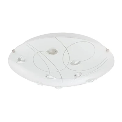 Image of Traditional Classic Opal White Glass Flush Ceiling Light with Transparent Crystal Droplets 2 x 40w E27 8cm 30cm IP20 Rated by Happy Homewares