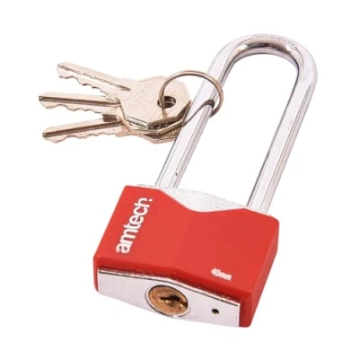Image of Amtech T0707 40mm Long Shackle Rhombic Chrome Plated Iron Padlock