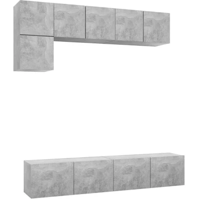 Image of vidaXL 5 Piece TV Cabinet Set Concrete Grey Engineered Wood