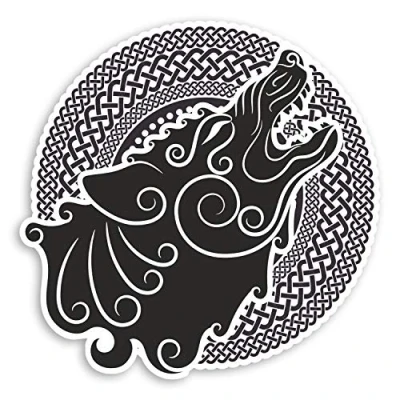 Image of 2 x 10cm Black Wolf Vinyl Stickers Wolves Tribal Celtic Laptop Sticker #31728 (10cm Wide)