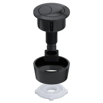 Image of SPARES2GO Universal Toilet Cistern Dual Flush Push Button Kit for 20mm 40mm 50mm 60mm Lid Hole (Matt Black)