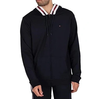 Image of Tommy Hilfiger Men&#039;s Hoodie Ls Fz HWK Um0um01929 Heavyweight Zip Throughs, Blue (Desert Sky), S
