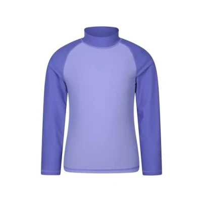 Image of Mountain Warehouse Kids Rash Vest UV Protection Guard, Long Sleeves Childrens Shirt, Flat Seams, Quick Drying, Stretch Fabric Ideal for Swimming, Dusky Purple Size 2 3 Years