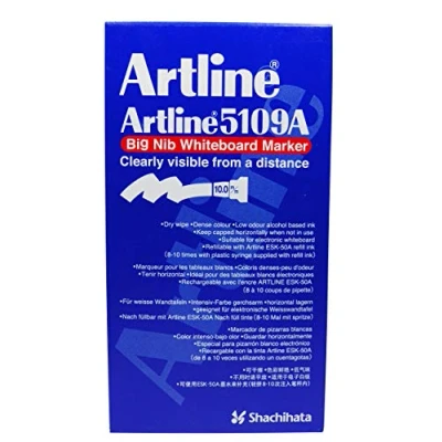 Image of Artline 5109A Big Nib (Extra Thick) Whiteboard Marker Pen. Black Ink. Refillable.