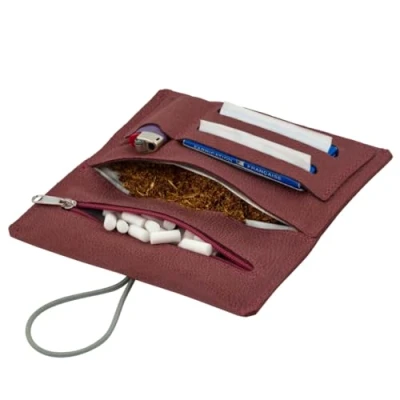 Image of Simaru Tobacco Pouch Made of Vegetable Tanned Leather for 30 g Pouch, Genuine Turner Bag with Filter Compartment and Plate Holder, Durable Robust (Panama)