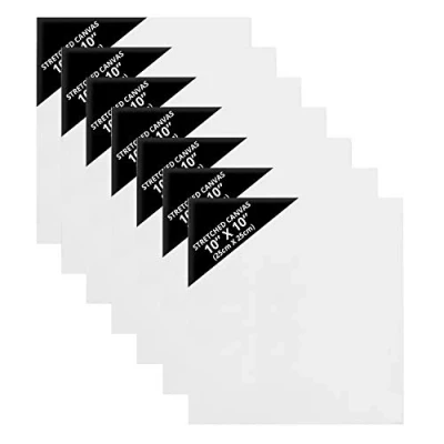 Image of Belle Vous 7 Pack Canvases Primed Canvas for Painting 25 x 25cm (10 10 inches) Blank Square Panels Artist Board White Cotton Suitable Acrylic Oil Painting, Sketching