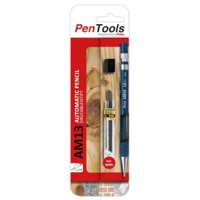 Image of Pentel Pentools AM13 Mechanical Pencil and 1.3mm Leads for Craftsmen Carpenters (Includes 8 Leads)