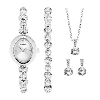 Image of Sekonda Dress Gift Set Ladies 19mm Quartz Watch in Silver with Analogue Display, and Alloy Strap 49034